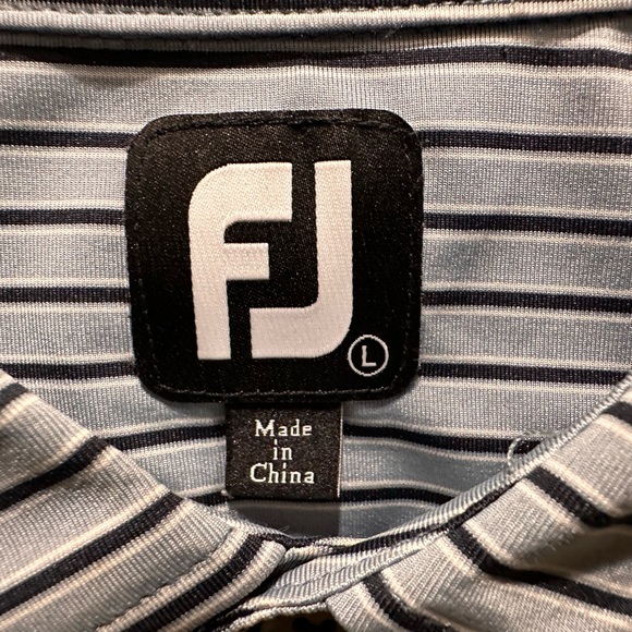 Footjoy FJ Mens Polo Golf Shirt Blue Striped - Picture 5 of 5